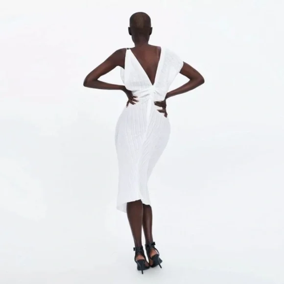 Zara medium asymmetrical white dress - Picture 3 of 6